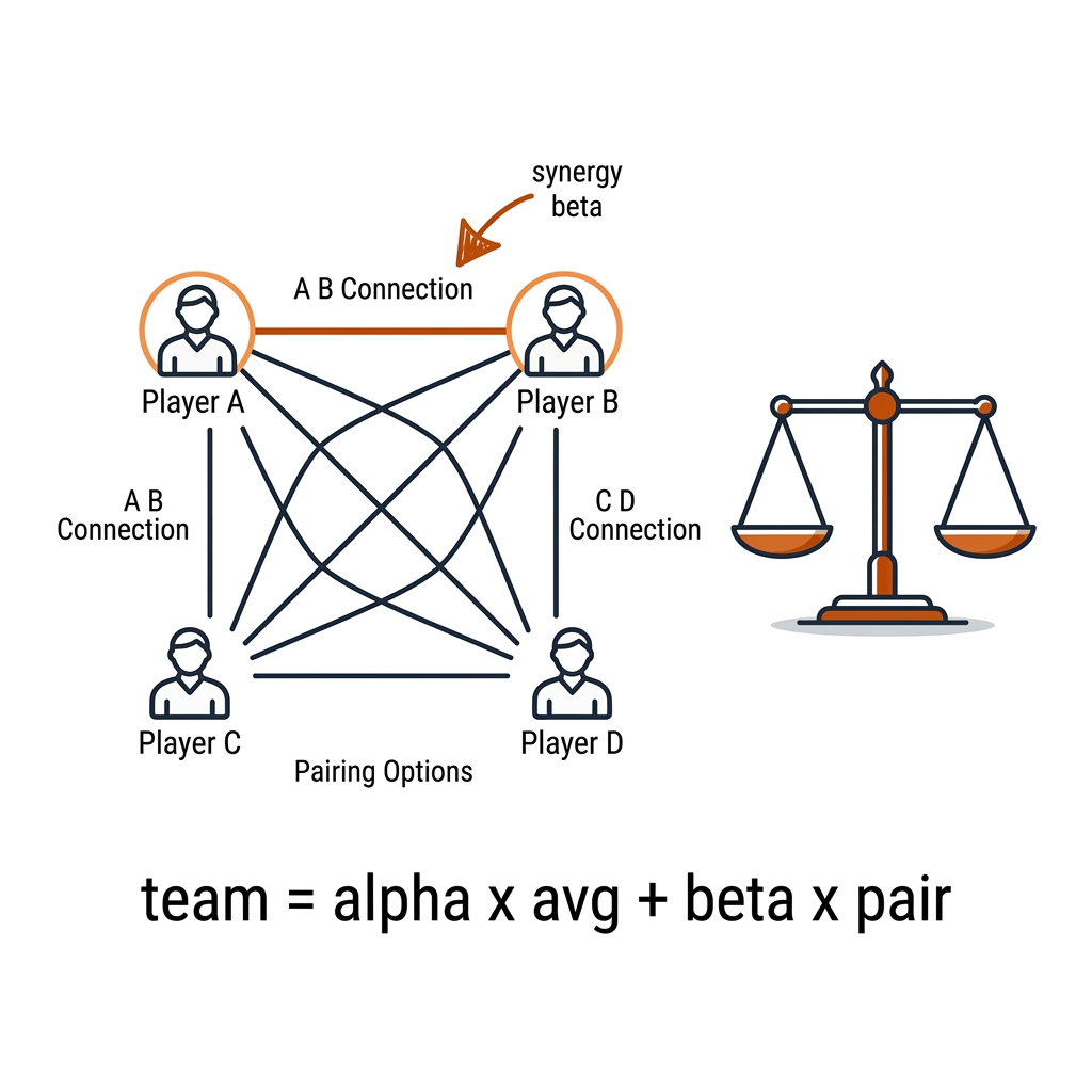 Doubles pairing matrix with synergy term between partners.