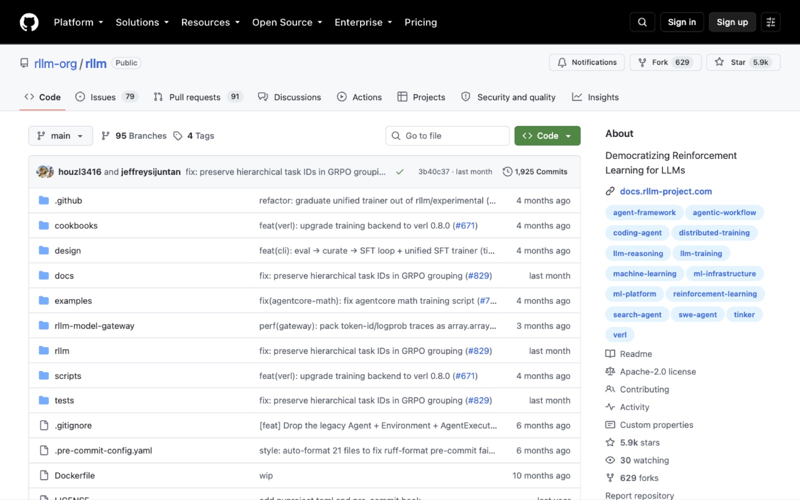 Screenshot of https://github.com/rllm-org/rllm