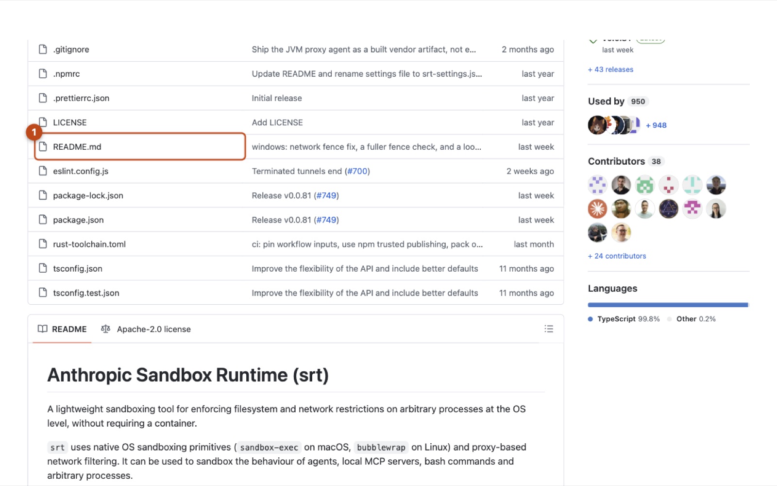 Screenshot of https://github.com/anthropics/sandbox-runtime