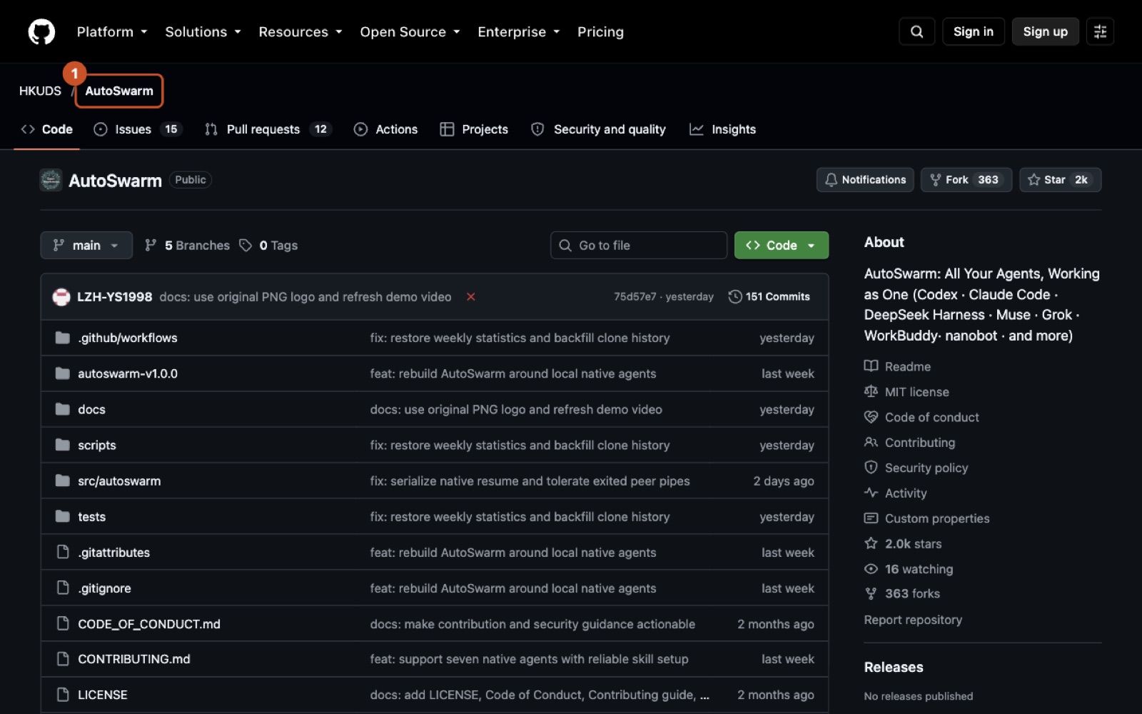 Screenshot of https://github.com/HKUDS/AutoSwarm