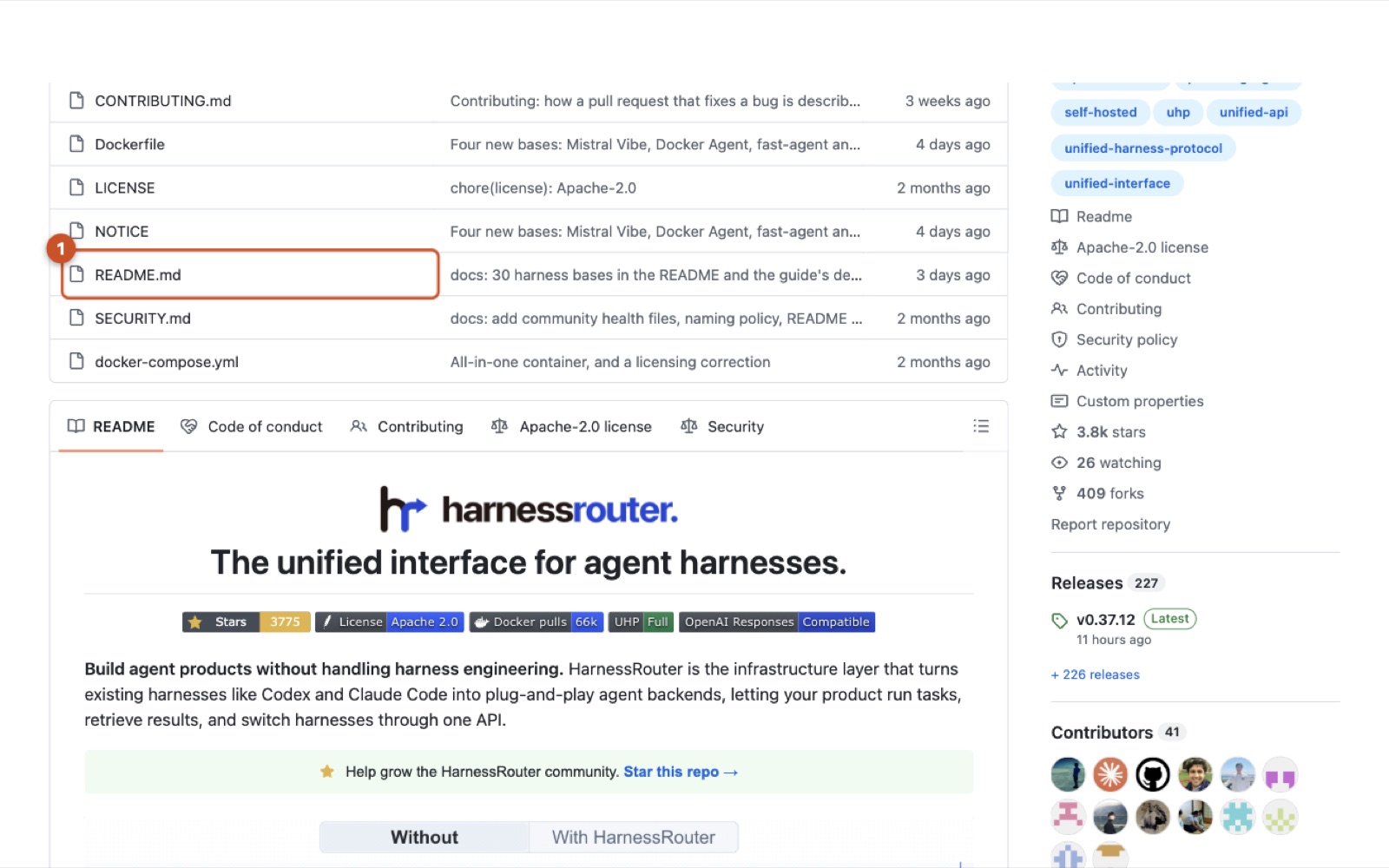 Screenshot of https://github.com/HarnessRouter/harnessrouter