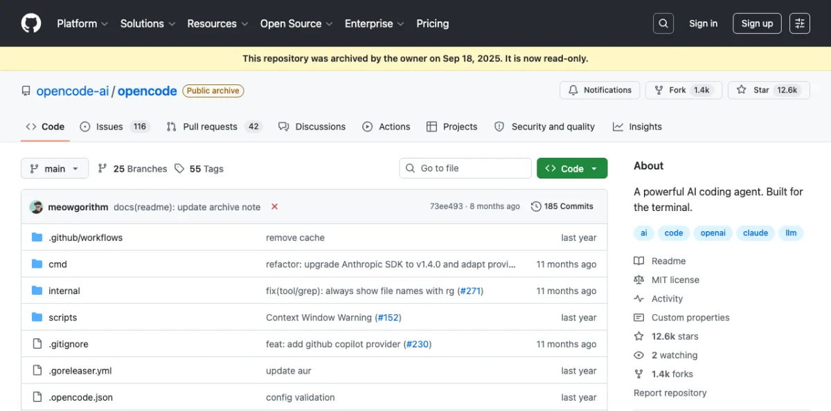 Feature comparison grid for four agent platforms showing license type, model access, configuration files, skill system support, MCP compatibility, subagent capabilities, plan mode, and free tier availability with green for supported, yellow for partial, and red for not available