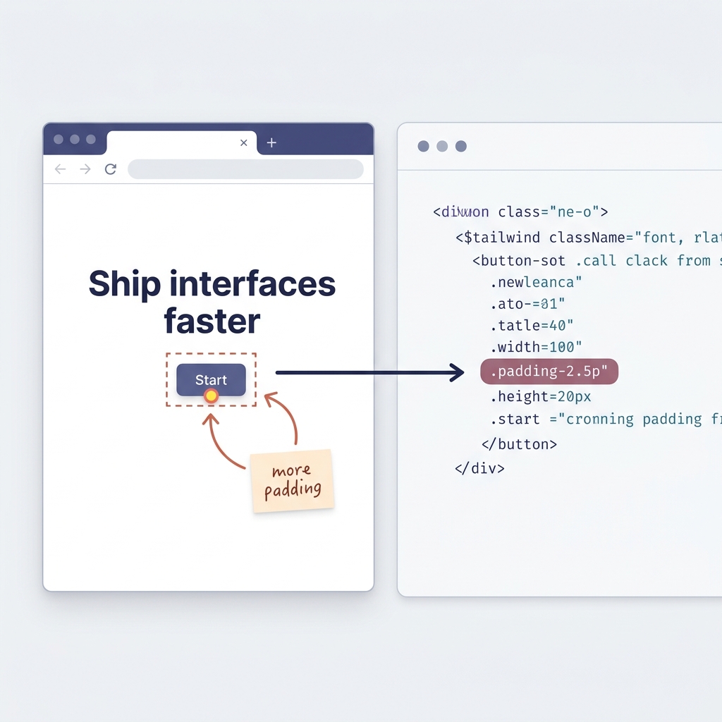 Annotating a rendered button on the live UI to drive a source edit